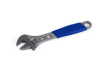 Blue adjustable wrench.