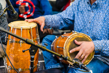 Fototapeta premium Indian traditional drum close up