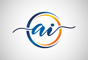 Initial letter AI modern logo design. Artificial intelligence icon vector illustration