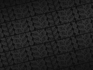 Black metal texture steel background. Luxurious steel ornament. Perforated metal sheet.