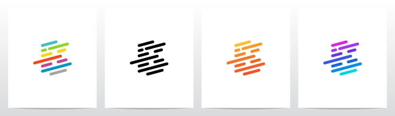 Lines Diagonal Stripes Letter Logo Design B