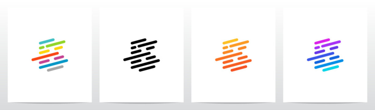 Lines Diagonal Stripes Letter Logo Design B