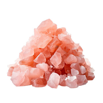 Himalayan pink crystal salt on transparent background. Generative AI image