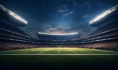 Deurstickers american football stadium at night, ai generative © Miftah