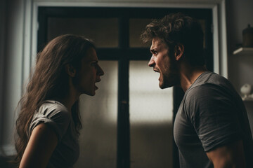 Couple Arguing and Fighting - obrazy, fototapety, plakaty