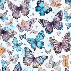 Seamless Pattern of Butterflies. Gossamer Wings