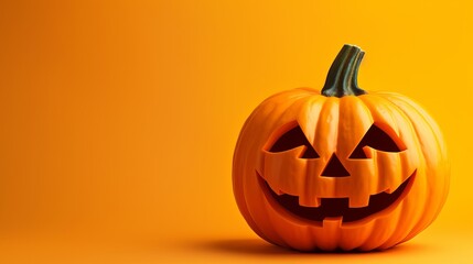 Halloween pumpkin on yellow-orange background