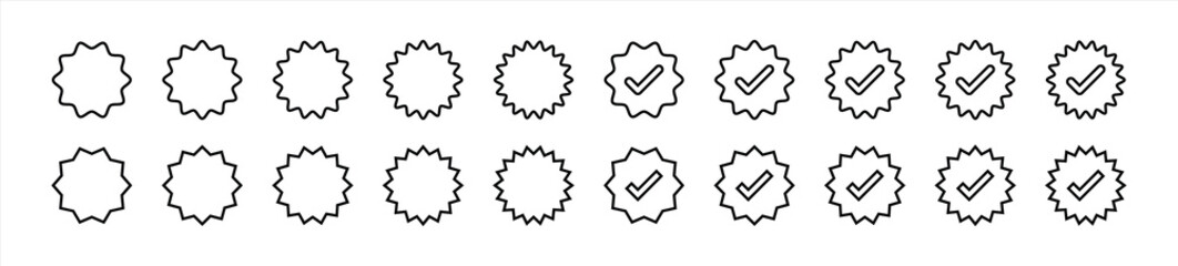 verified icon set. badge mark, checkmark, social media verification icon symbol sign collections, vector illustration