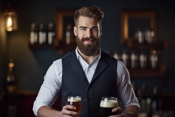 Handsome bearded waiter