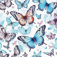 Seamless Pattern of Butterflies. Fluttering Beauties