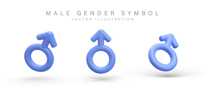 Male gender symbol. Sign of Mars. Blue circle with arrow. Marking of men goods, premises, toilets. Product label for adults. Set of icons on white background. Isolated vector image