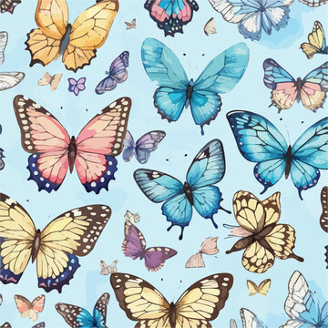 Seamless Pattern of Butterflies. Butterfly Ballet