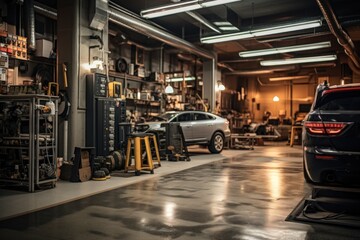 Obraz premium Garage Service Showroom. car repair center