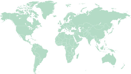Naklejka premium World map. Silhouette map. Color modern vector map. 