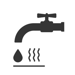 Hot water tap silhouette. Vector