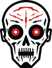 Zombie Skull Halloween Element Vector