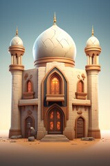 cute stylized traditional Arabic mosque 