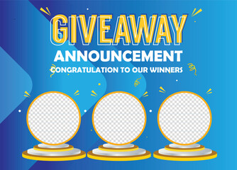 Giveaway winner announcement social media post banner template