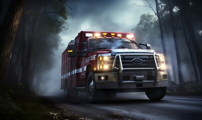 Obraz premium ambulance on the road digital art dramatic, ai generative