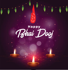 Indian family celebrating Bhai Dooj during Happy Diwali festival background kitsch art India