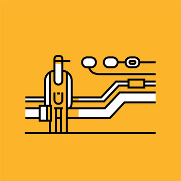 Man and person. Electrician at work outline icon