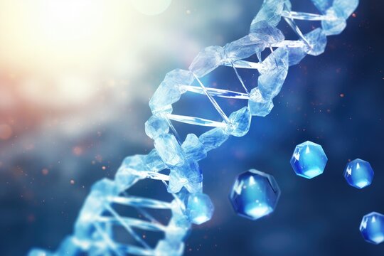 DNA strand with blue cells