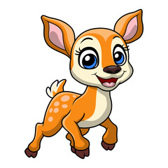 Cute little deer cartoon on white background