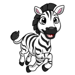 Cute little zebra cartoon on white background