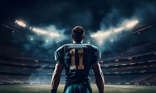 american football players enter the stadium on final night, ai generative