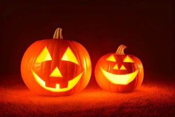 Halloween 2025, Spooky Smiling Jack O Lantern on Halloween Night - 2025 Banner style, Fun Scary Jack O Lantern Pumpkin smiling like Devil, Spooky Horror October
