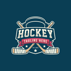 Hockey logo badge emblem. Sports label vector illustration for a hockey club