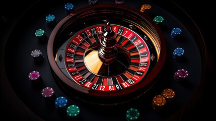 Portrait roulette on the table with light exposureAI Generative