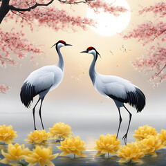 herons on the lake