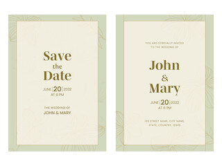 Wedding Invitation Cards Design in Double-Side, Ready To Be Printable.