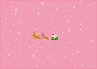 ソリに乗って雪の結晶の空を飛ぶサンタクロースのイラスト2