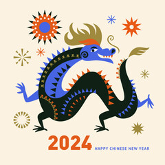 Chinese New Year 2024. Year of the Dragon according to the Eastern Chinese calendar.