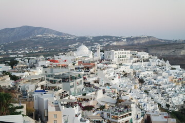 village blanc en gr&egrave;ce, coucher de soleil