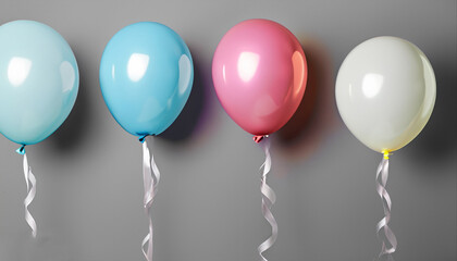 Different balloons on grey background