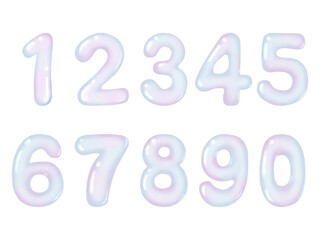 カラフルなグラデーションの可愛い数字のセット