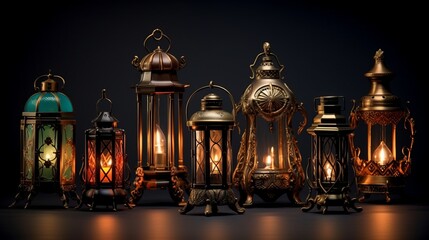 Fototapeta na wymiar Antique lanterns: Details of vintage lantern craftsmanship