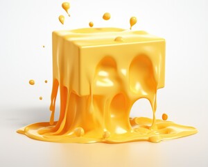 melting cheese isolated on white background