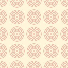 Seamless geometric shapes pattern. Beige color. Flat design pattern. Abstract flowers. Vector color background.