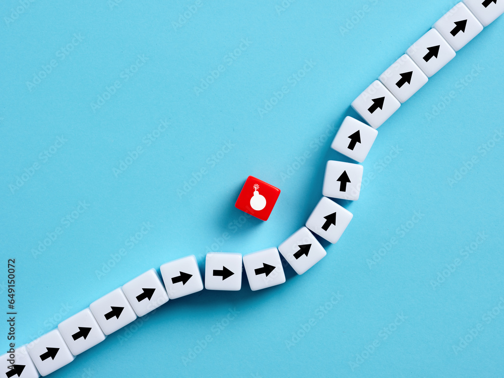 Poster avoiding risks and danger. getting around an obstacle. preventing or overcoming disasters and threat