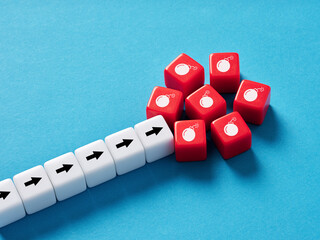 Facing risks and threats. Danger or hazard at the end of the road. Risk analysis and failure. Bomb...