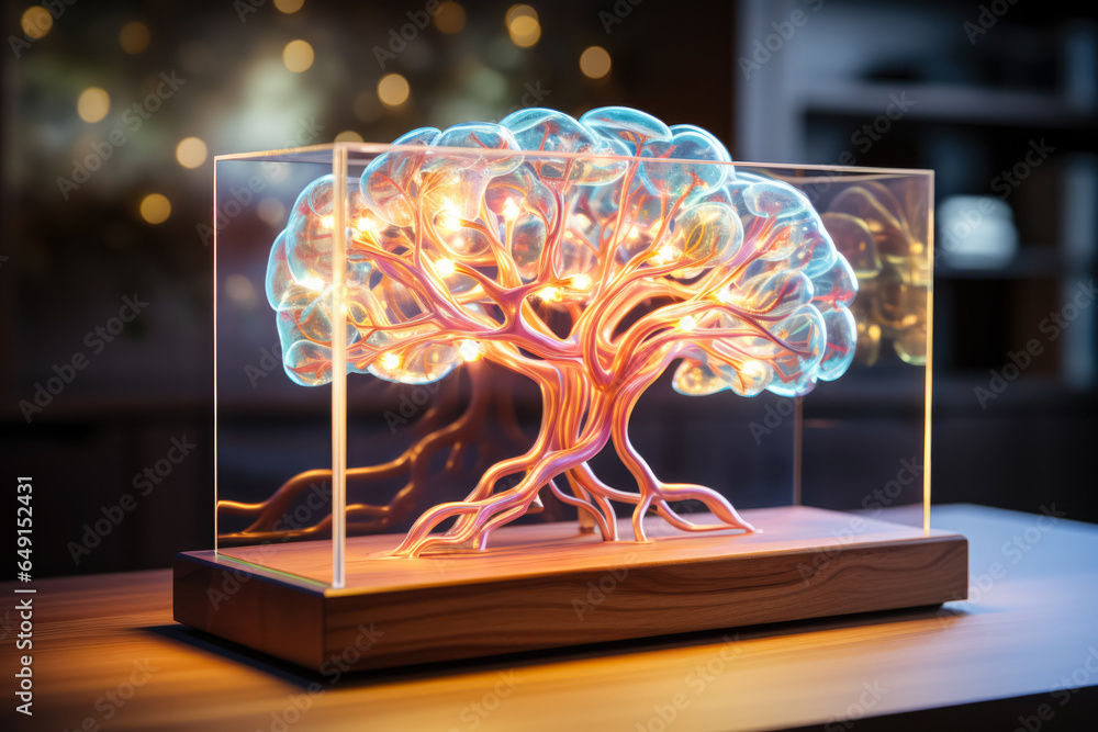 Aufkleber glowing brain model highlighting rem sleep activity background with empty space for text