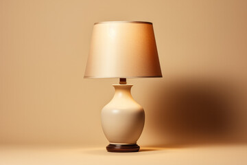 Glowing night lamp casting soft shadows isolated on a beige gradient background 