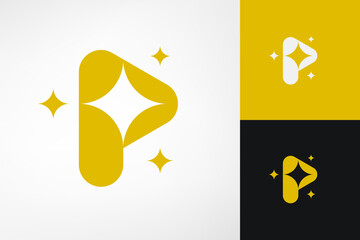 The letter P with a star symbol replaces the hole in the bowl. Describes a successful, forward-thinking and professional business. Suitable logo for business consulting companies, personal brands, etc - obrazy, fototapety, plakaty