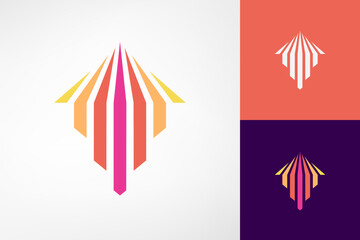 Colorful striped logo that forms an upward arrow. Fun and interesting logo. Suitable as a logo for a financial company, business consultancy, or as a graphic element for your design project.
