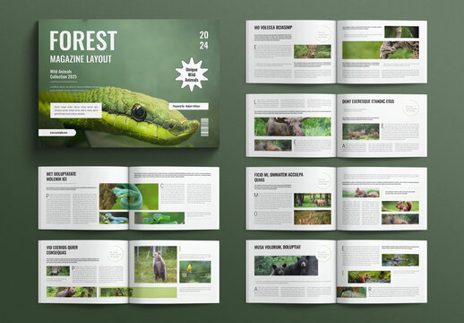Forest Magazine Template Design Layout Landscape
