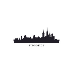 Poland Bydgoszcz cityscape skyline city panorama vector flat modern logo icon. European town emblem idea with landmarks and building silhouettes. Isolated graphic - obrazy, fototapety, plakaty
